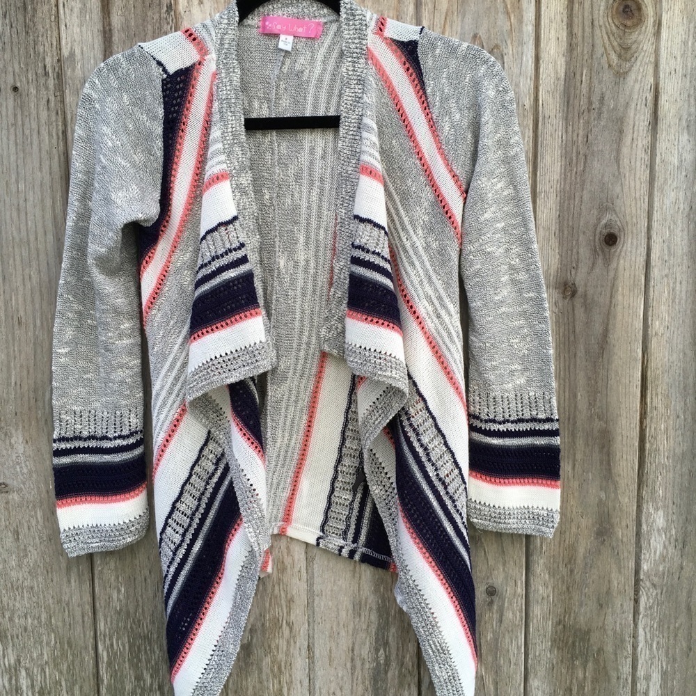 NEW Say What Striped Lightweight Printed Cardigan Sweater - Picture 2 of 6